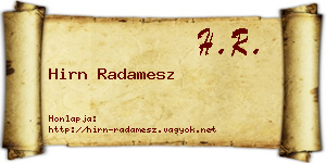 Hirn Radamesz névjegykártya